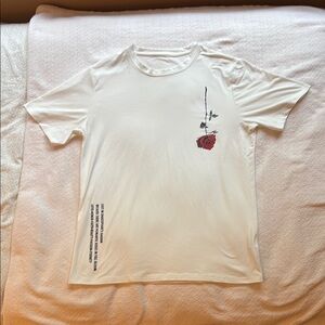 White Graphic T-Shirt with Rose Design